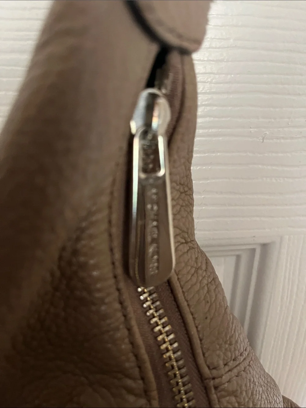 Michael Kors Taupe Brown Pebbled Leather Shoulder Hobo